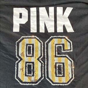 PINK Victoria's Secret Black Tee with Gold Sequin 86 size L